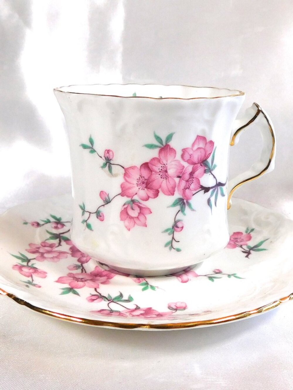 Hammersley Pink Floral Teacup # 23613